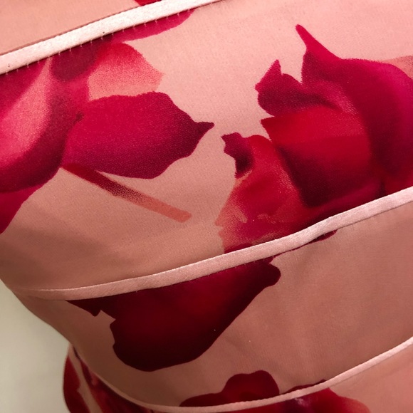 Kay Unger pink floral strapless silk dress - Picture 2 of 6
